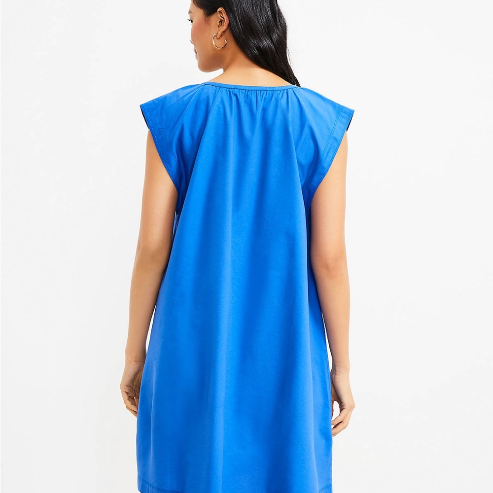 Petite Flutter Sleeve Split Neck Swing Dress - image 3